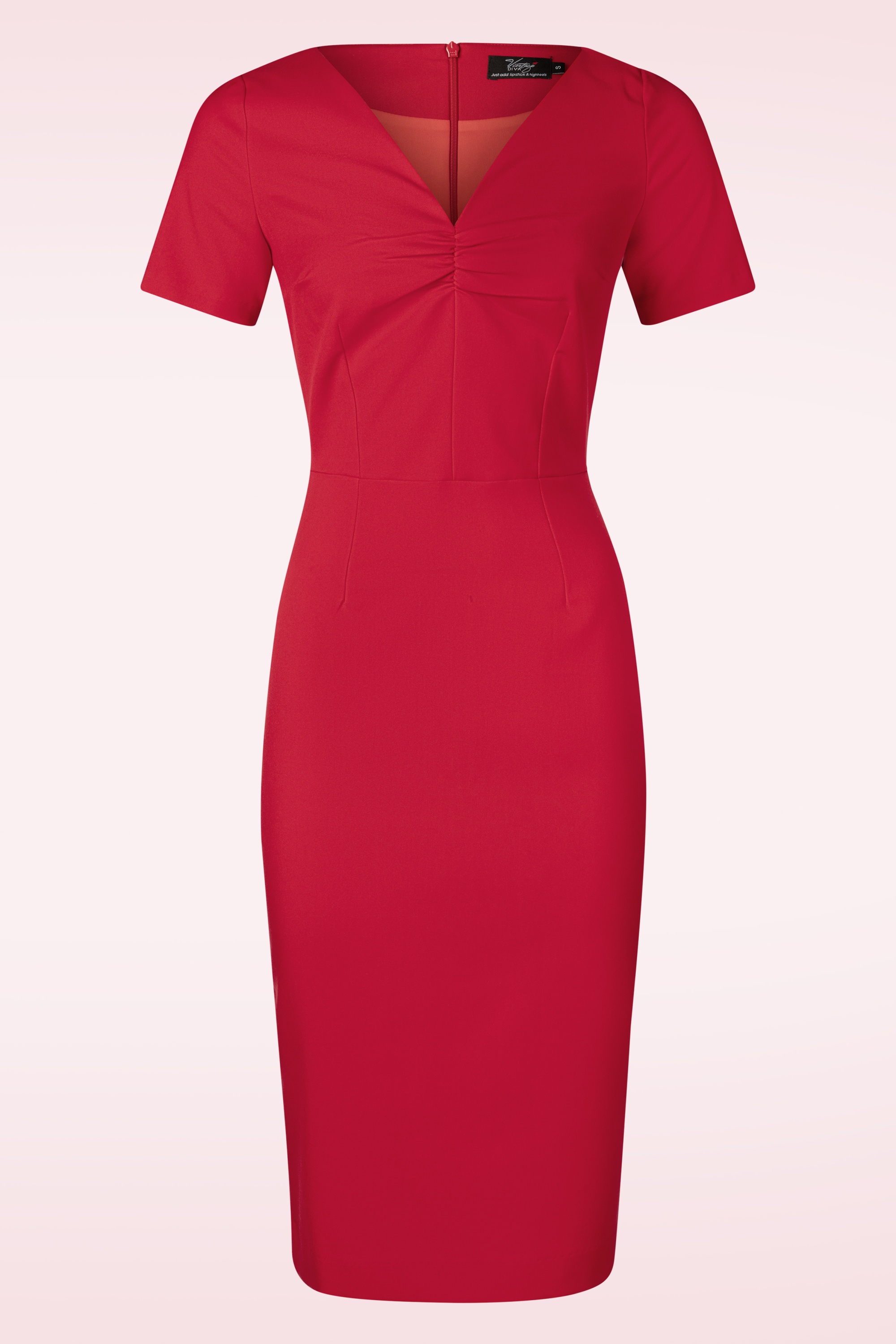 Vintage Diva  - Topvintage exclusive ~ The Isabel pencil jurk met overrok in rood 6