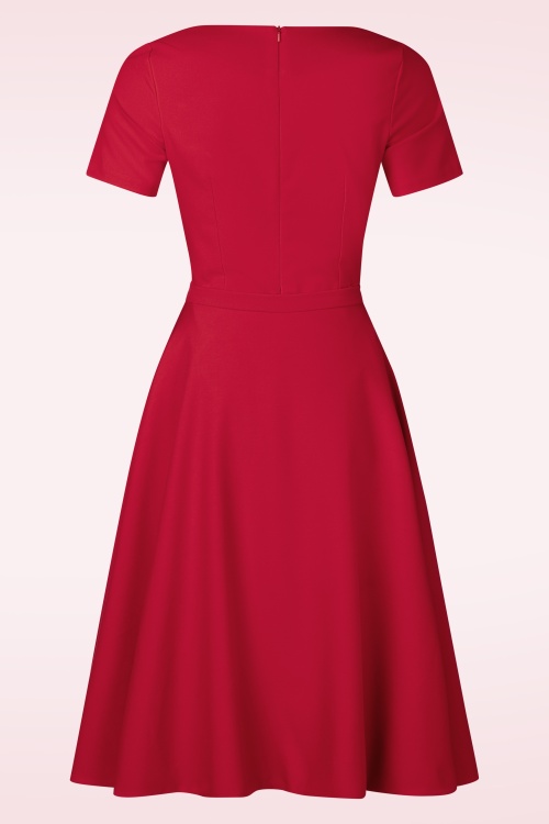 Vintage Diva  - Topvintage exclusive ~ The Isabel pencil jurk met overrok in rood 7