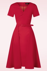 Vintage Diva  - Topvintage exclusive ~ The Isabel pencil jurk met overrok in rood 5