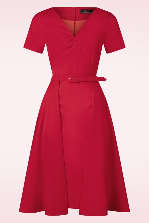 Vintage Diva  - Topvintage exclusive ~ The Isabel pencil jurk met overrok in rood 5