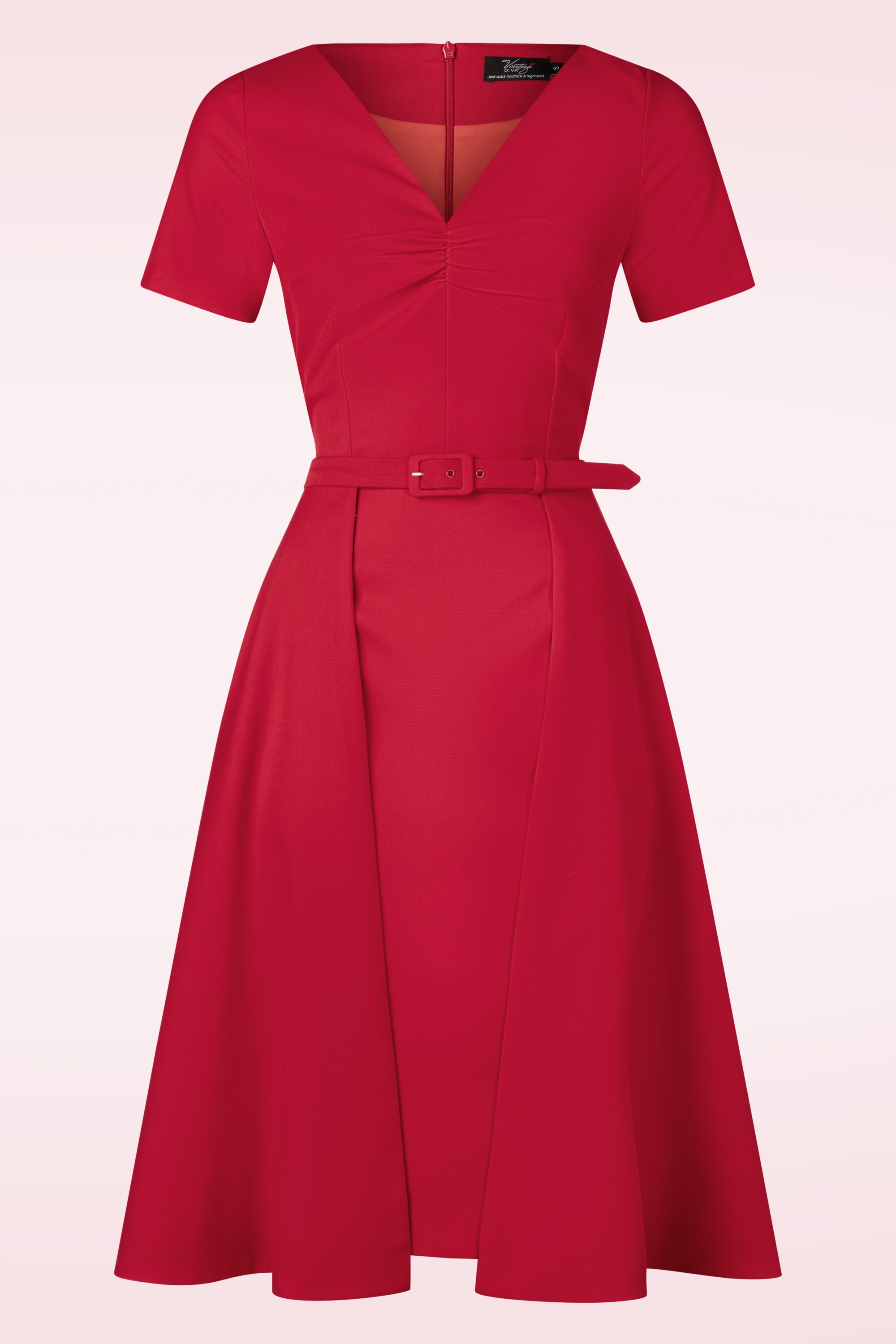 Vintage Diva  - Topvintage exclusive ~ The Isabel pencil jurk met overrok in rood 5