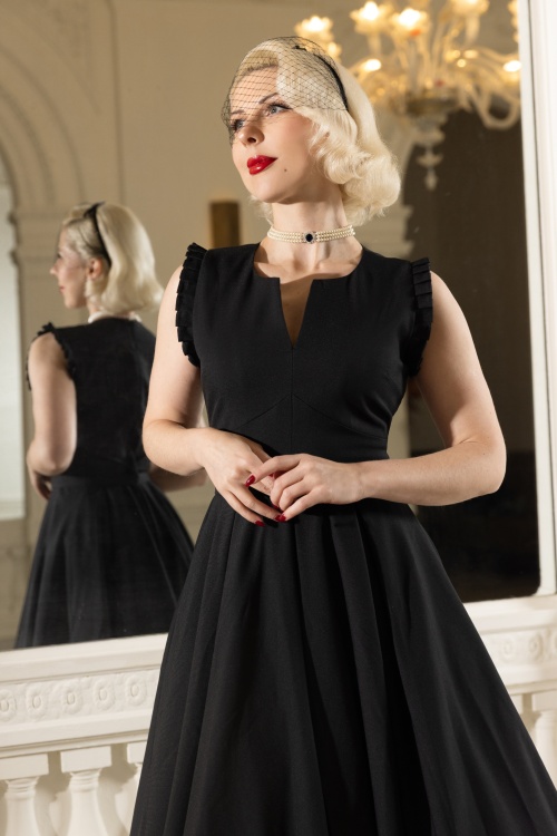 Vintage Diva  - Topvintage exclusive ~ The Gianna swing jurk in zwart 3