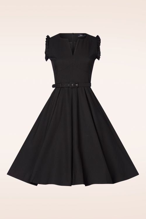 Vintage Diva  - Topvintage exclusive ~ The Gianna swing jurk in zwart 6
