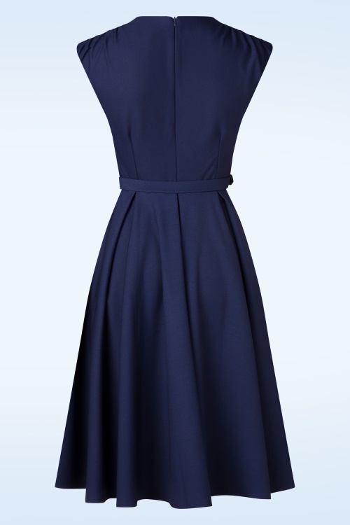 Vintage Diva  - Topvintage exclusive ~ The Fiorella swing jurk in navy 5