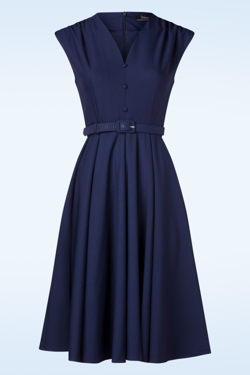 Vintage Diva - Topvintage exclusive ~ The Fiorella swing jurk in navy 2