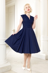 Vintage Diva  - Topvintage exclusive ~ The Fiorella swing jurk in navy