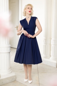 Vintage Diva  - Topvintage exclusive ~ The Fiorella swing jurk in navy 4