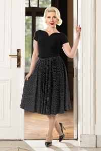 Vintage Diva  - Topvintage exclusive ~ The Grace Lee Polka swing jurk in zwart