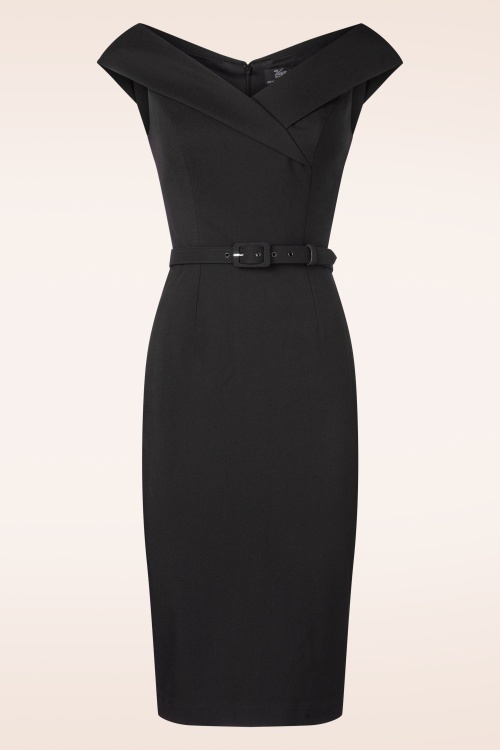 Vintage Diva  - Topvintage exclusive ~ The Aurelia pencil jurk in zwart 2