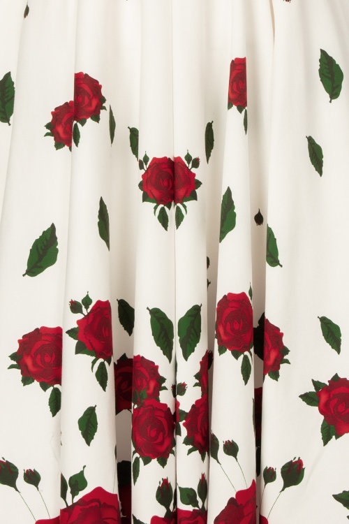 Vintage Diva  - Topvintage exclusive ~ The Ella Rose swing jurk in wit 5