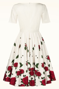 Vintage Diva  - Topvintage exclusive ~ The Ella Rose swing jurk in wit 6