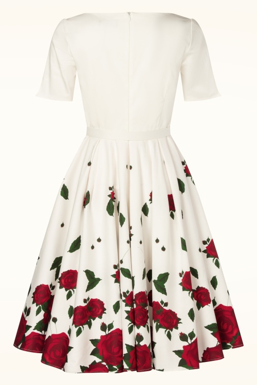 Vintage Diva  - Topvintage exclusive ~ The Ella Rose swing jurk in wit 6