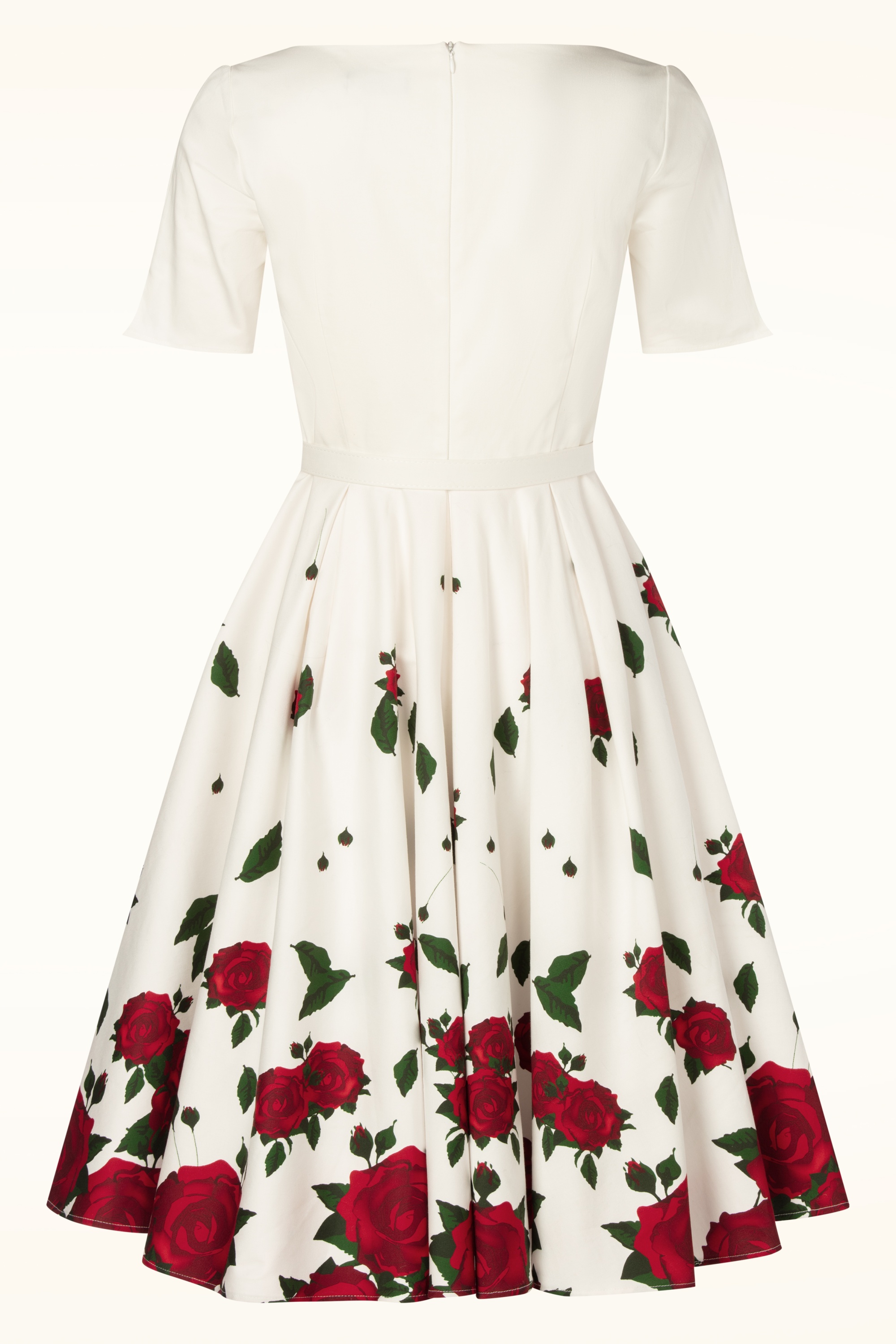 Vintage Diva  - Topvintage exclusive ~ The Ella Rose swing jurk in wit 6