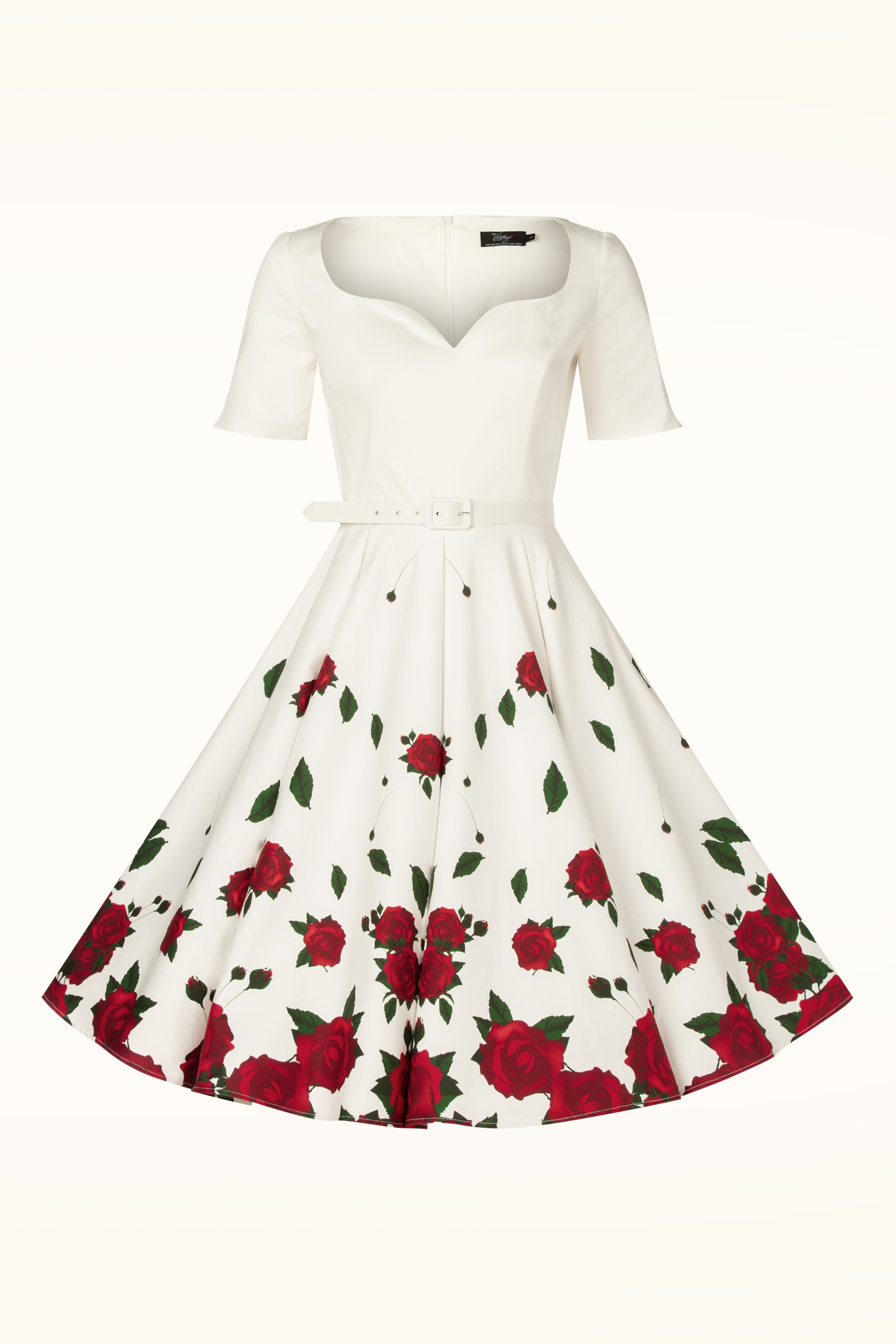 Vintage Diva  - Topvintage exclusive ~ The Ella Rose swing jurk in wit 4