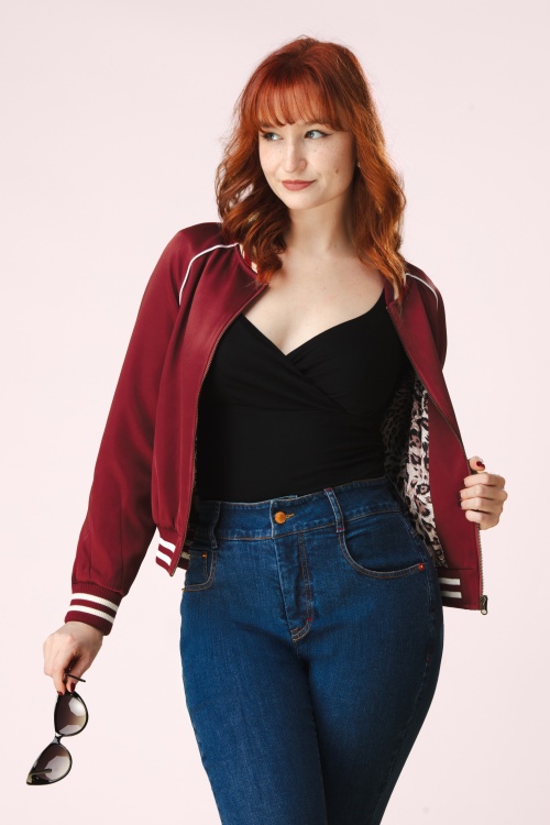 Topvintage Boutique Collection - Topvintage exclusive ~ Gigi bomber jack in bordeauxrood 4