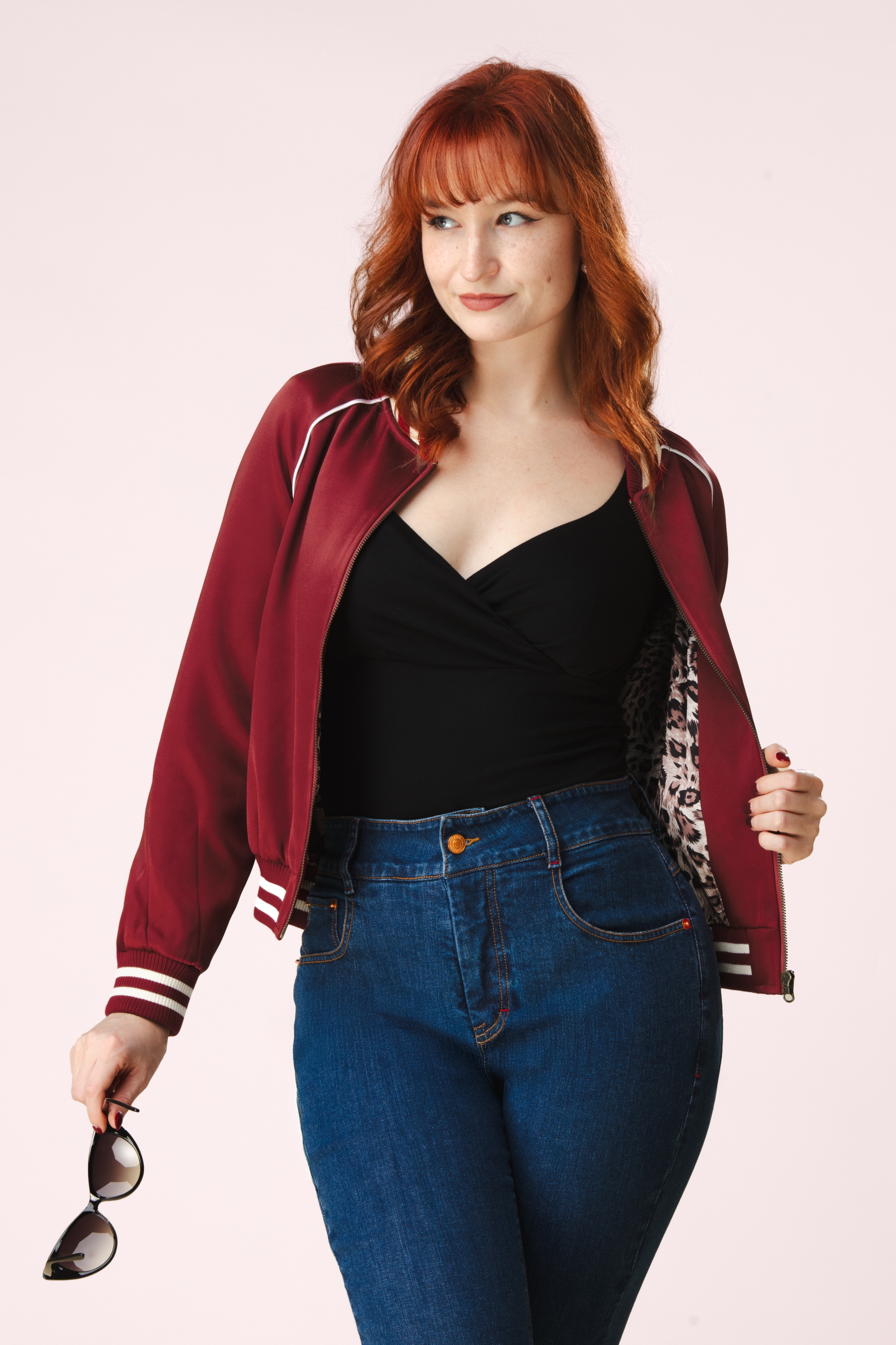 Topvintage Boutique Collection - Topvintage exclusive ~ Gigi bomber jack in bordeauxrood 4