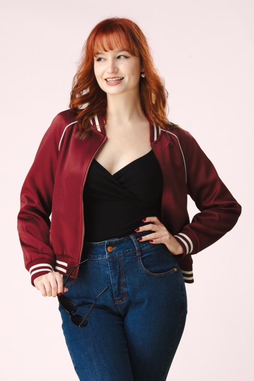 Topvintage Boutique Collection - Topvintage exclusive ~ Gigi bomber jack in bordeauxrood