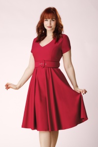 Topvintage Boutique Collection - Topvintage exclusive ~ Violetta swing jurk in rood