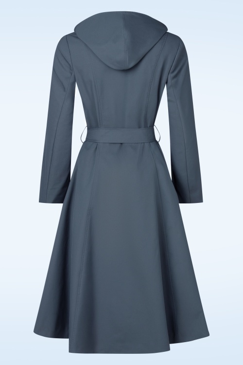 Topvintage Boutique Collection - Topvintage exclusive ~ Anna Hooded waterafstotende jas in leiblauw 4