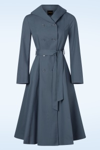 Topvintage Boutique Collection - Topvintage exclusive ~ Anna Hooded waterafstotende jas in leiblauw 2