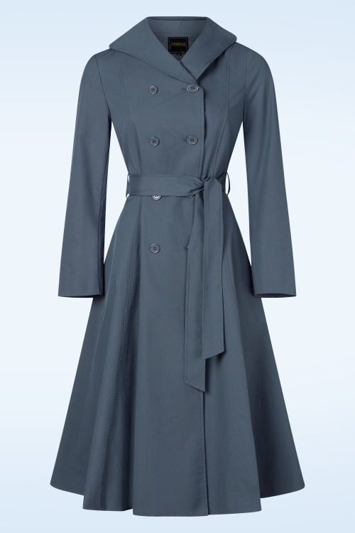 Topvintage Boutique Collection - Topvintage exclusive ~ Anna Hooded waterafstotende jas in leiblauw 2