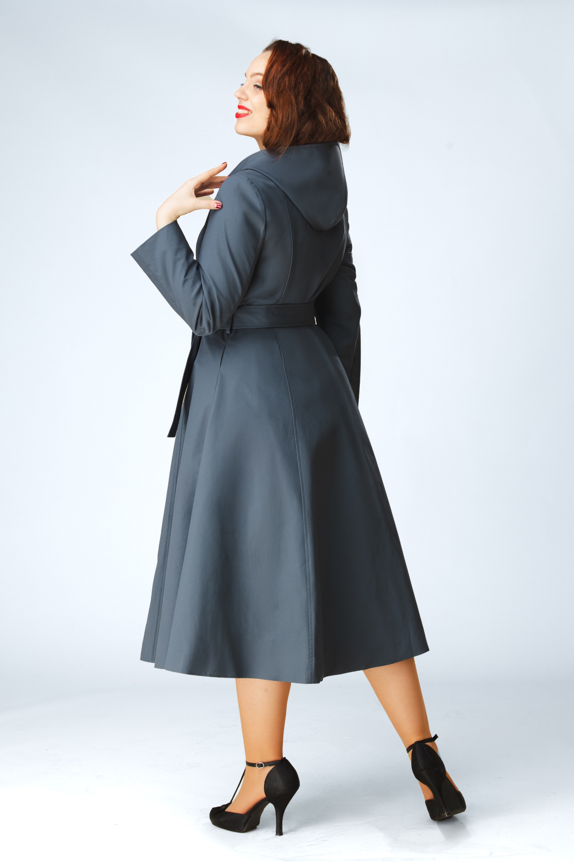 Topvintage Boutique Collection - Topvintage exclusive ~ Anna Hooded waterafstotende jas in leiblauw 3