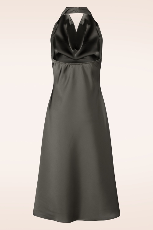 Glamorous - Cocoa Kiss Satin Halter midi jurk in bitter chocolate 3