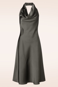Glamorous - Cocoa Kiss Satin Halter midi jurk in bitter chocolate