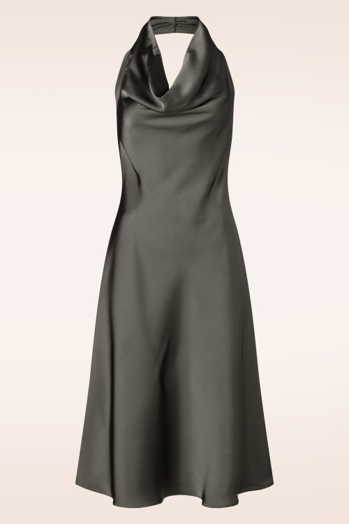 Glamorous - Cocoa Kiss Satin Halter midi jurk in bitter chocolate
