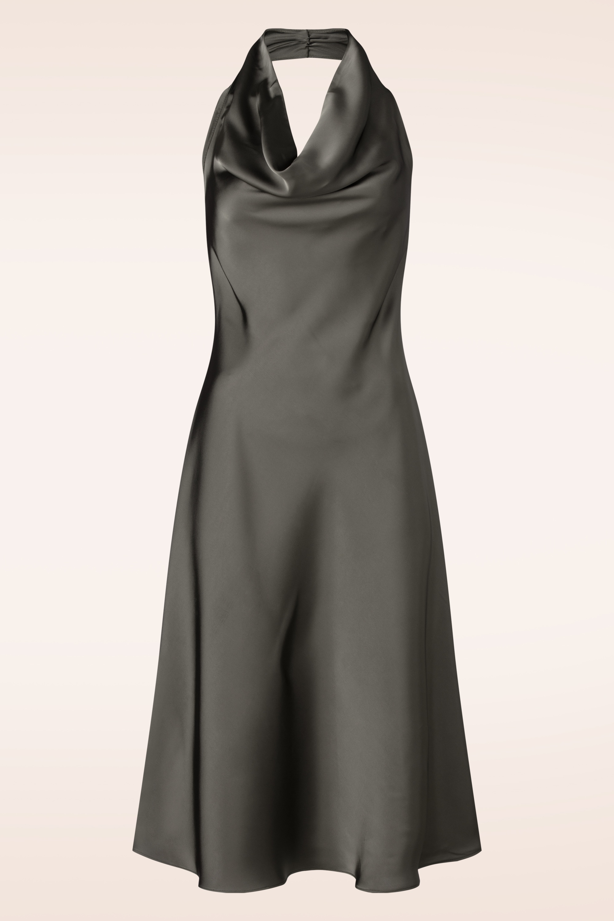 Glamorous - Cocoa Kiss Satin Halter midi jurk in bitter chocolate
