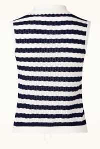 Glamorous - Riviera Bow Knit top in wit en navy 3