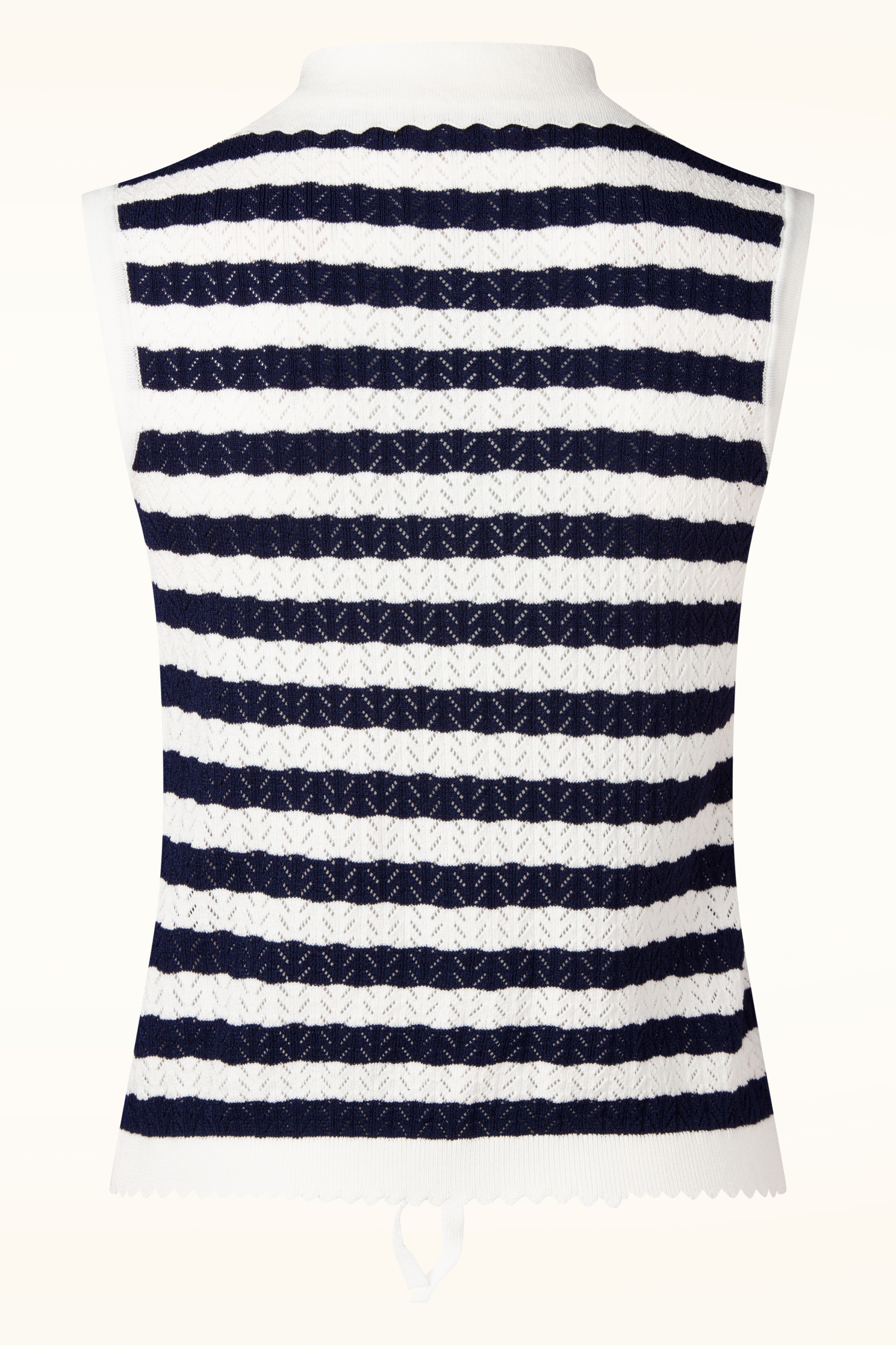 Glamorous - Riviera Bow Knit top in wit en navy 3