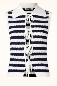 Glamorous - Riviera Bow Knit top in wit en navy