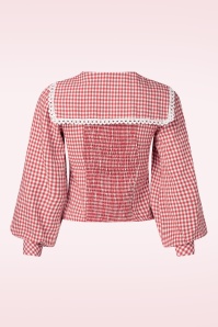 Glamorous - Picnic Puff Collar blouse in rood en wit 3