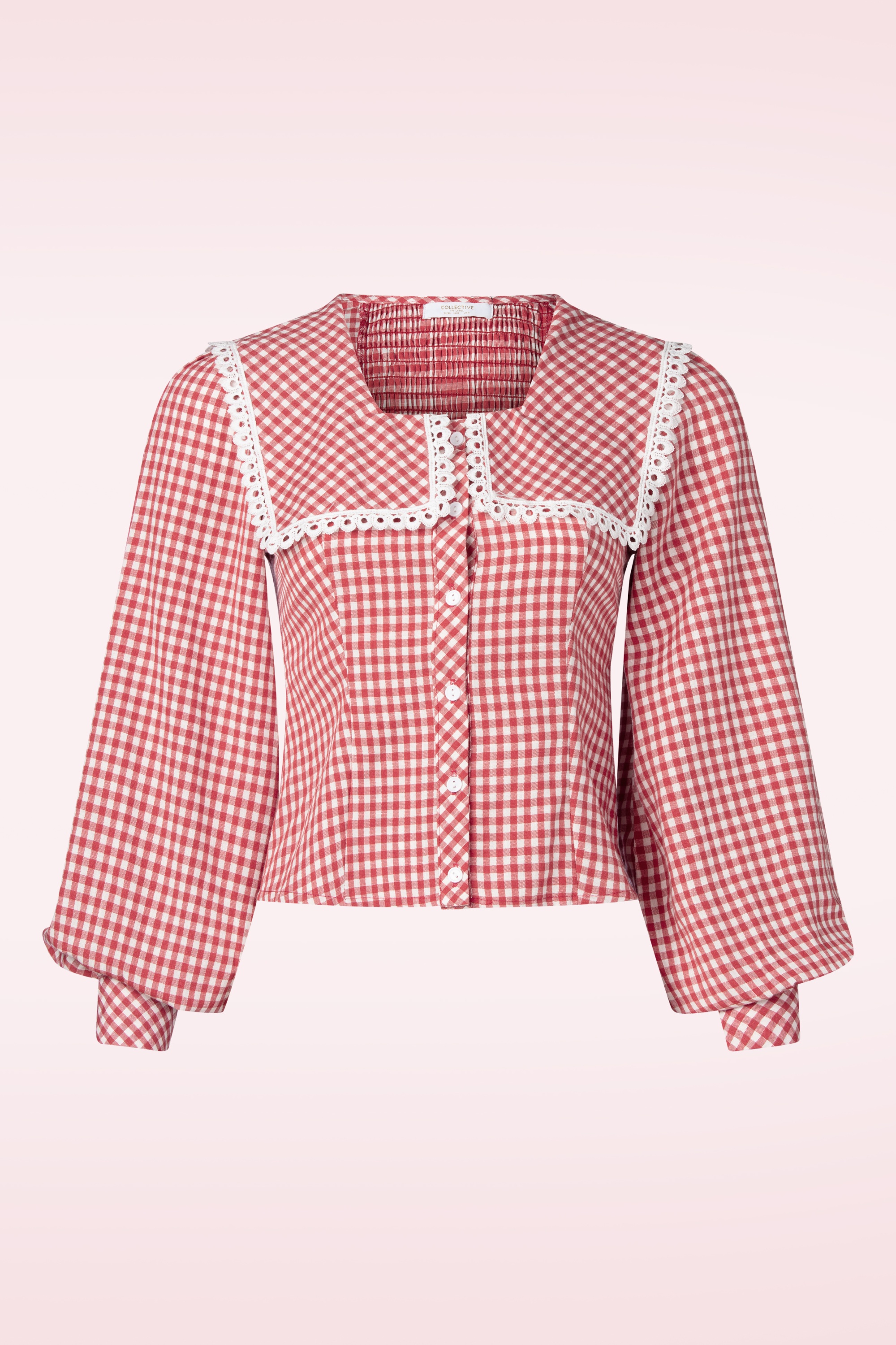 Glamorous - Picnic Puff Collar blouse in rood en wit