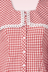 Glamorous - Picnic Puff Collar blouse in rood en wit 2