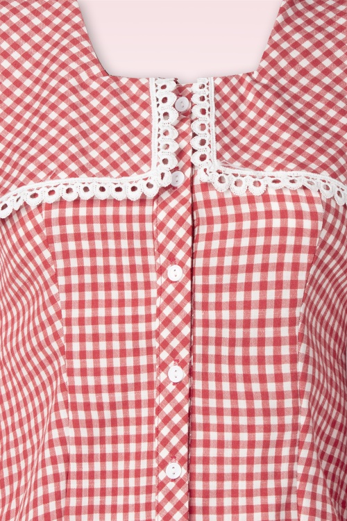 Glamorous - Picnic Puff Collar blouse in rood en wit 2