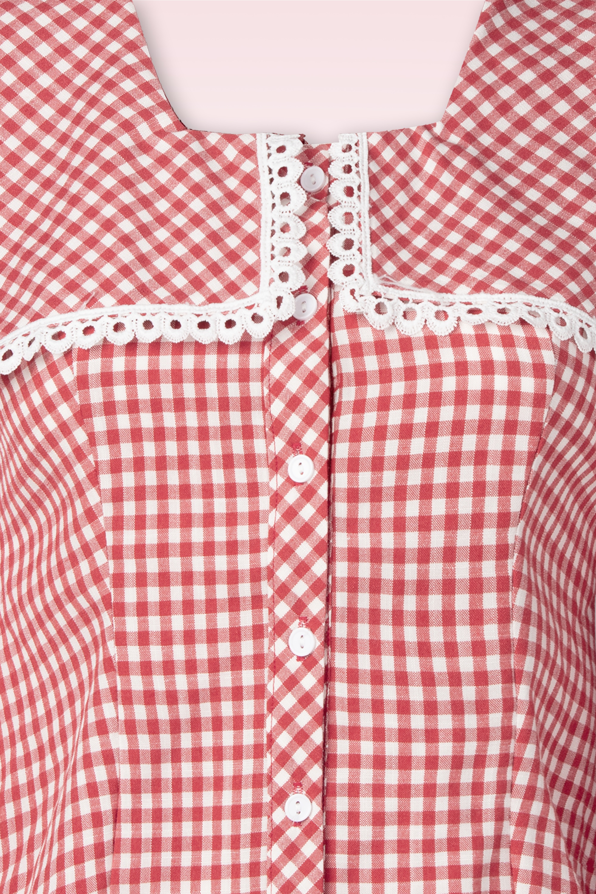 Glamorous - Picnic Puff Collar blouse in rood en wit 2