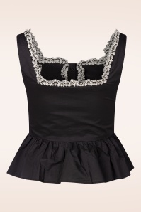 Glamorous - Midnight Broderie Cotton Peplum top in zwart 3