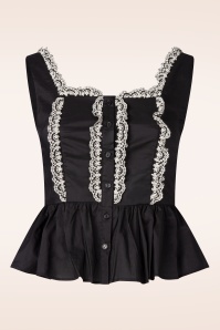 Glamorous - Midnight Broderie Cotton Peplum top in zwart