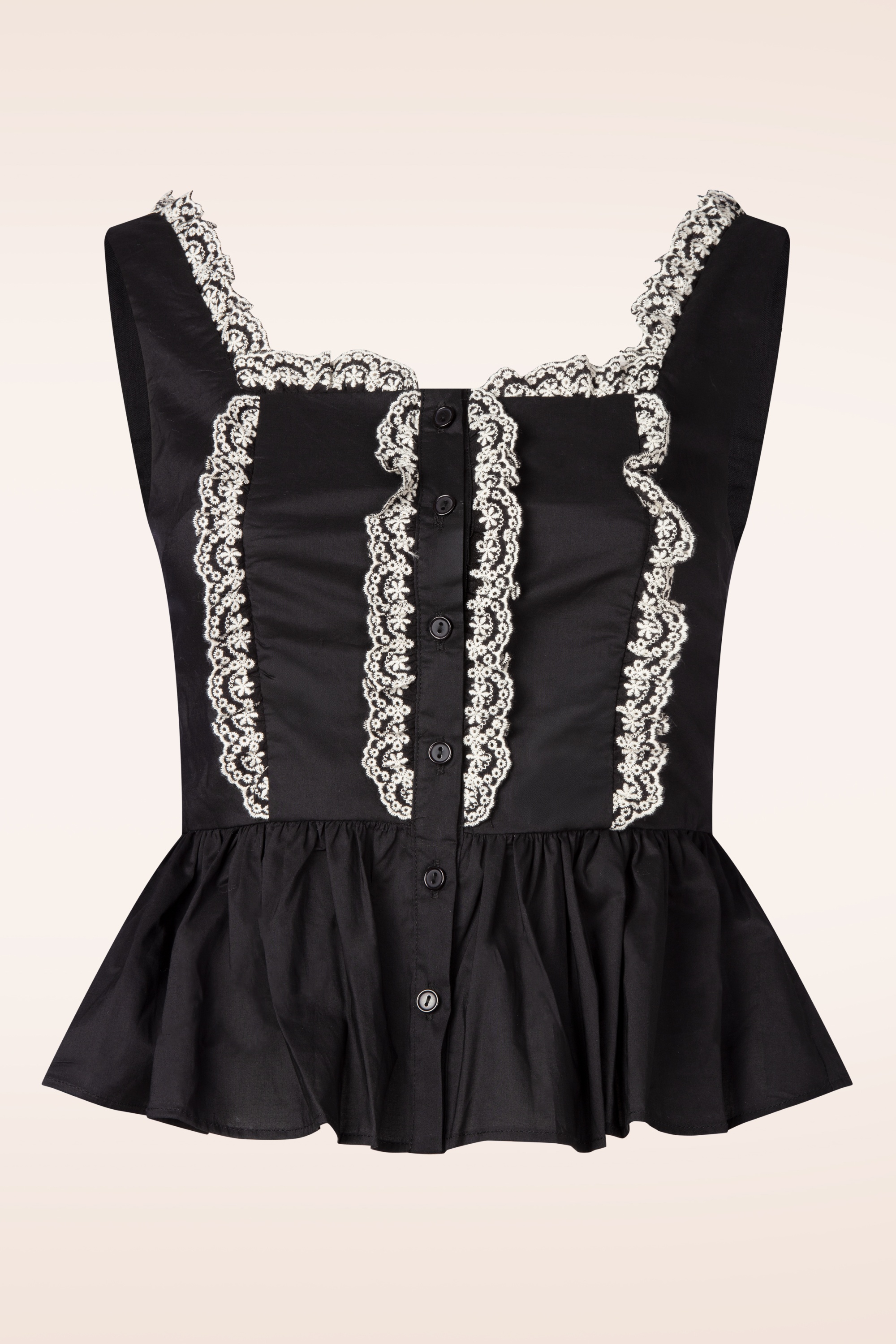 Glamorous - Midnight Broderie Cotton Peplum top in zwart
