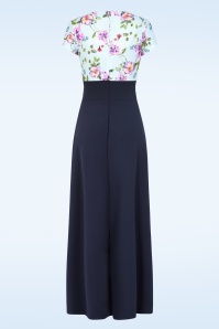 Vintage Chic for Topvintage - Topvintage exclusive ~ Rinda floral maxi jurk in blauw 3