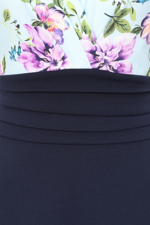 Vintage Chic for Topvintage - Topvintage exclusive ~ Rinda floral maxi jurk in blauw 2