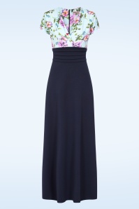 Vintage Chic for Topvintage - Topvintage exclusive ~ Rinda floral maxi jurk in blauw
