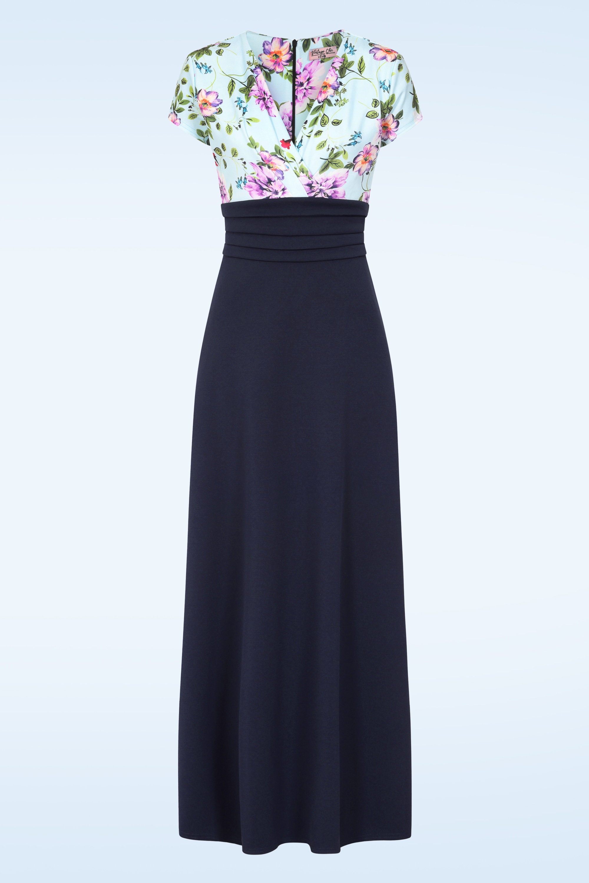 Vintage Chic for Topvintage - Topvintage exclusive ~ Rinda floral maxi jurk in blauw