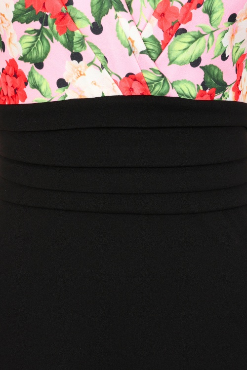 Vintage Chic for Topvintage - Topvintage exclusive ~ Rinda floral maxi jurk in zwart en roze 2