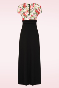 Vintage Chic for Topvintage - Topvintage exclusive ~ Rinda floral maxi jurk in zwart en roze