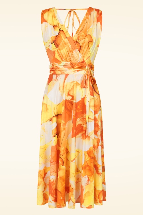 Vintage Chic for Topvintage - Topvintage exclusive ~ Jane aquarel swing jurk in oranje en geel