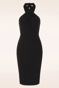 Vintage Chic for Topvintage - Topvintage exclusive ~ Valentina halter pencil jurk in zwart