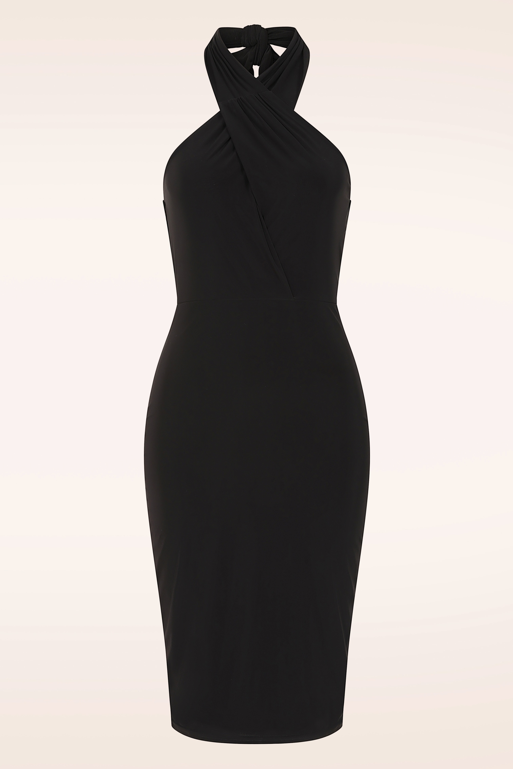 Vintage Chic for Topvintage - Topvintage exclusive ~ Valentina halter pencil jurk in zwart